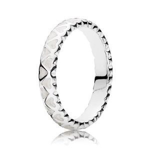 Pandora White Enameled Heart Eternity Ring